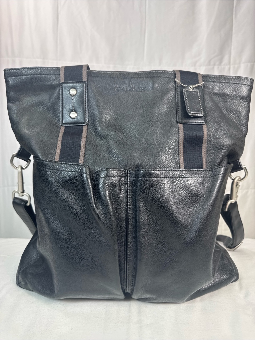 Coach F70558 Black Leather Tote Work Laptop Bag Unisex w/ Strap